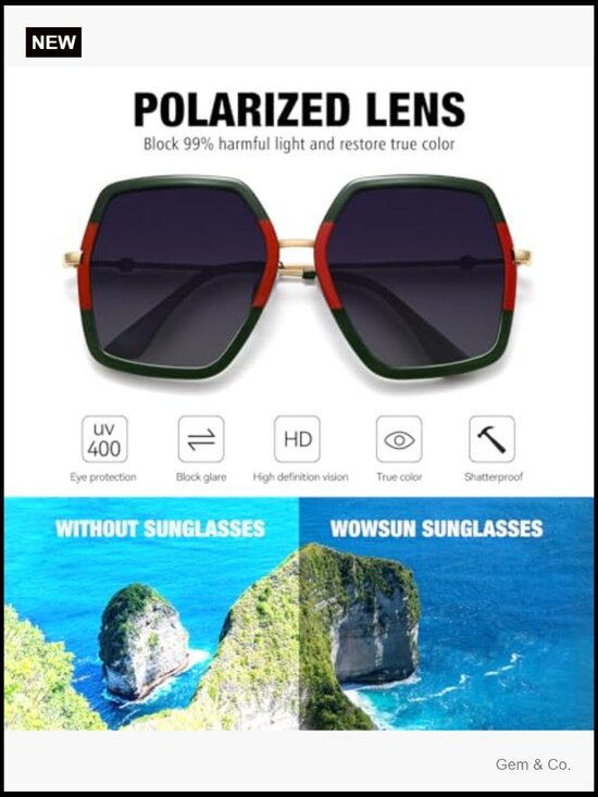 Oversized Hexagon Sunglasses UV400 Protection main image 2